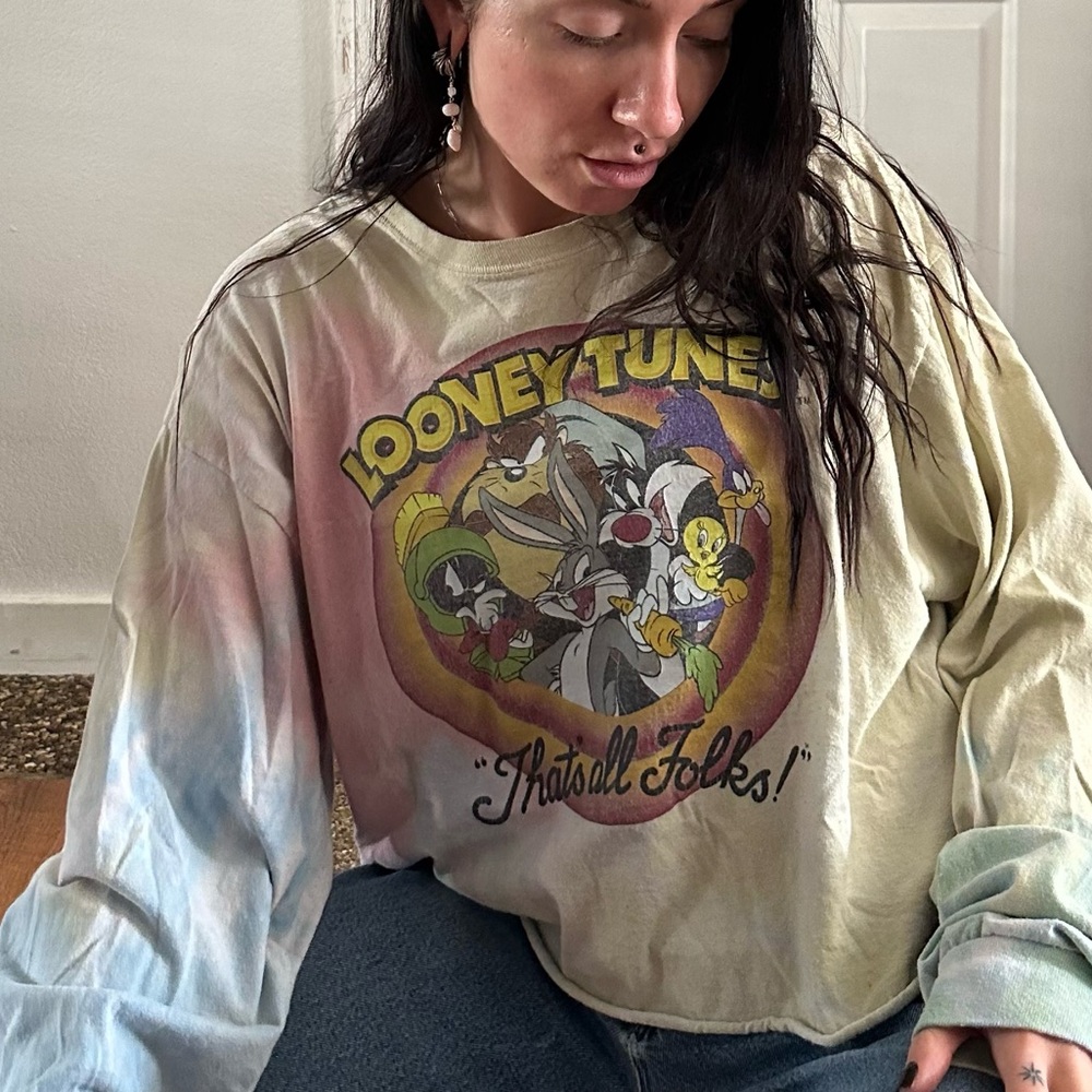 vintage looney tones long sleeve tie dye